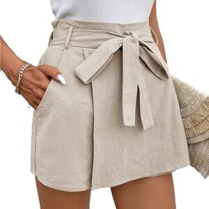 Khaki Belted Skirt with Pockets